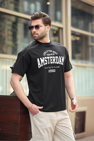 Madmext Ανδρικό T-Shirt με μαύρο στάμπα E7124