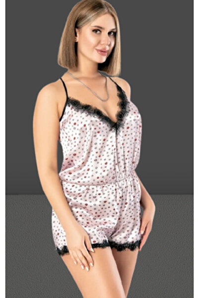 Cooqpoo Set de cămașă de noapte albă, cu bretele subțiri, cu model, peste măr...