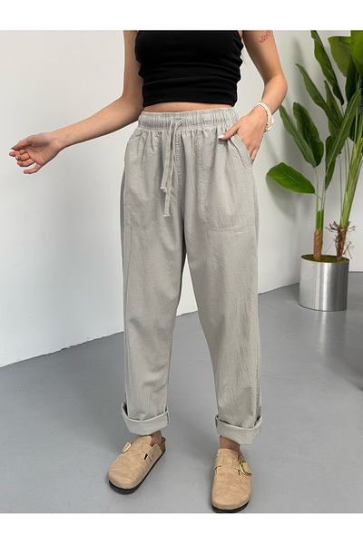 COMBİNE MİCHAİL Pantaloni gri de in pentru femei