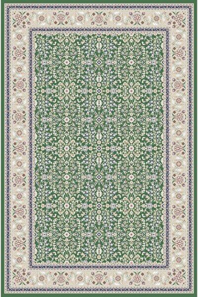 Quality Bambu İplikten Dokuma Parlak Tuşeli Hereke Desenli Yeşil Renk Halı (1...