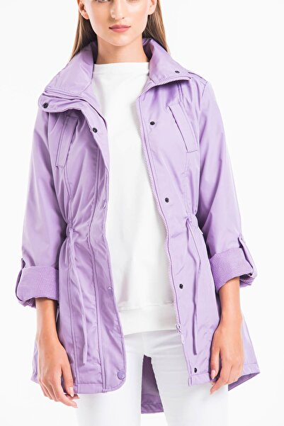 Mossta Bel Lastikli Lila Trençkot