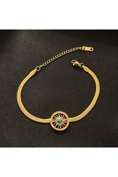 Zeyn Gold Steel Bracelet with Sun Figure