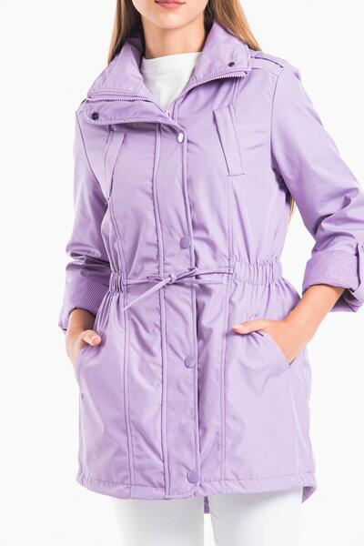 Mossta Bel Lastikli Lila Trençkot