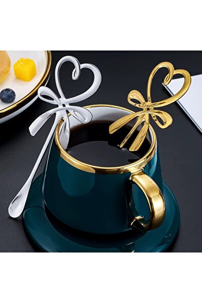 NEVASES Kalp Şeklinde Mini Kahve Kaşığı Çay Tatlı Asılı Kaşık Altın Gümüş Kaşık Paslanmaz Çelik Sofra Takımı