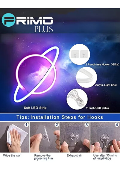 Primo Plus Planet Neon Signs Light for Wall Decoration Multicolour