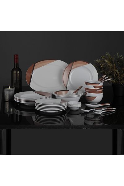ROYALFORD 35 Piece Melamine Ware Dinner Set- RF6972