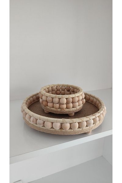 Sorgun Kadın Kooperatifi Beaded Presentation Tray Set of 2