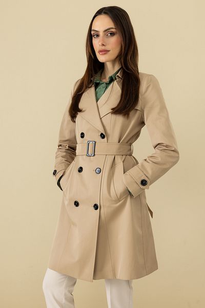 Ekol -Two-Breasted Collar Buttoned Trench Coat