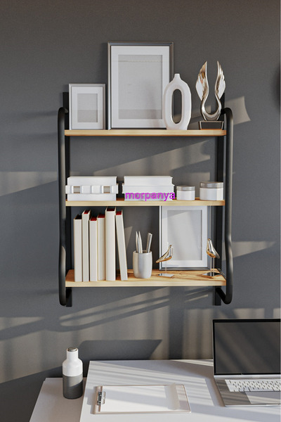 mormanya Dantes Metal Mini Kitaplık 3 Raflı Kitap Rafı Dosya Evrak Rafı ceviz