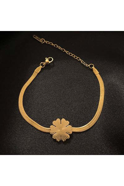 Zeyn Gold Steel Bracelet with Flower Figure