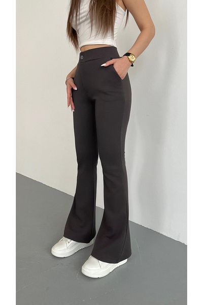 BİKELİFE Women's High Waist Lycra Stretchy Flared Leg Fabric Pants