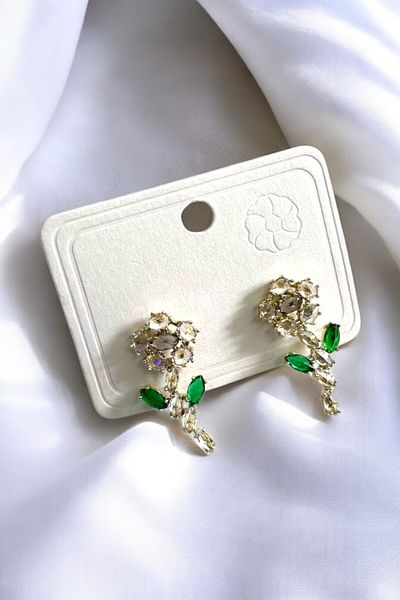 PETEK AKSESUAR 2 cm Wide Daisy Jewelled Earrings