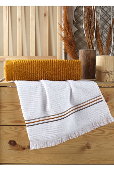 Dantela Код-8093 50x90/80x150 Жаккардовий 2-комплект біло-помаранчевих бавовн...