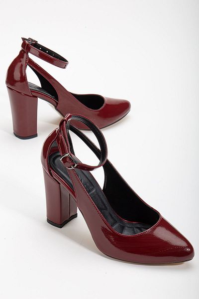 Hayalimdeki Ayakkabı Lillian Heeled Burgundy Patent Leather Heeled Women's Shoes