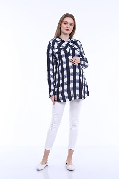 Işşıl 4068-viscose Plaid Maternity Shirt