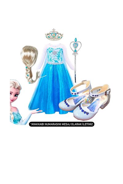 3b kids Σετ κοστουμιών Frozen Elsa Dress με περούκα - παπούτσια με τακούνι σχεδίασης elsa