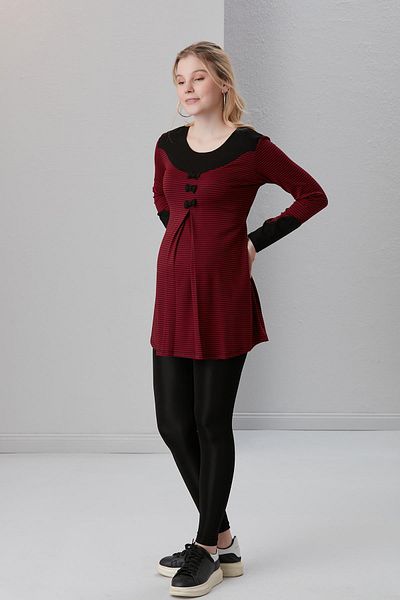 Işşıl 04067-striped Viscose Mini Triple Bow Maternity Blouse