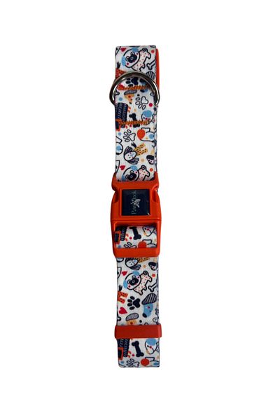 PAWLOOK White Bone, Dog Collar, Dog Walking Strap Set,