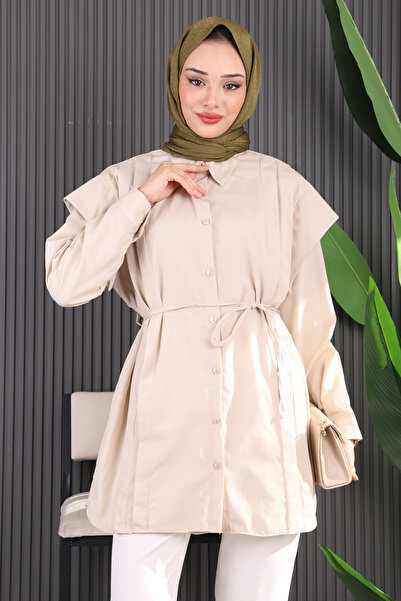 İmajButik Πουκάμισο με λεπτομέρεια στον ώμο με πέτρινη ζώνη στη μέση