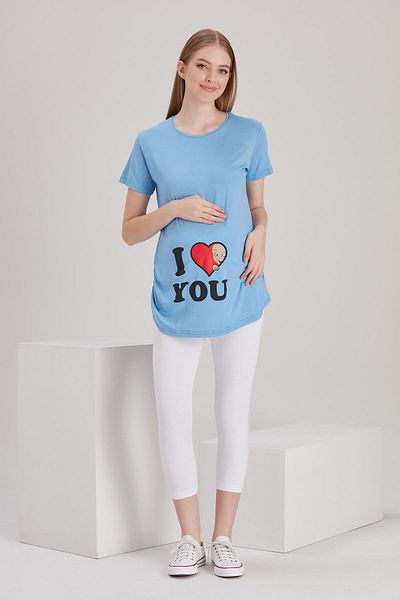 Işşıl 4490-Tricou de maternitate din viscoză cu mânecă scurtă pentru bebeluși cu fața inimii
