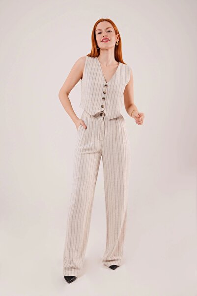 Kaplan Vest and Trousers Black Striped Double Suit
