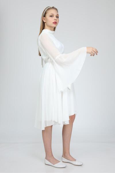 Işşıl 5062-taşlı Hakim Yaka Mini Hamile Baby Shower-abiye Elbise