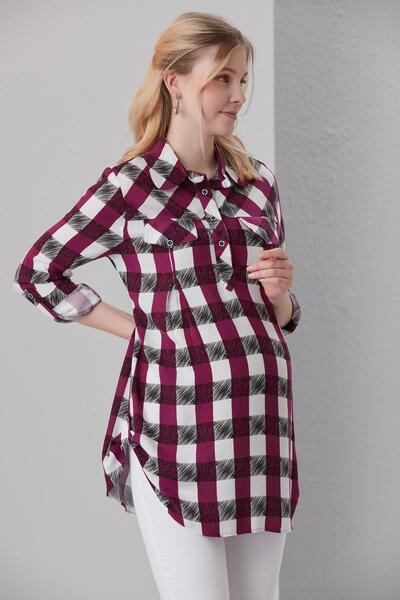 Işşıl 4068-viscose Plaid Maternity Shirt