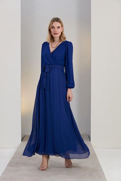 Işşıl O7053-Rochie Maxi de Maternitate pentru Baby Shower-Brâu din Sifon