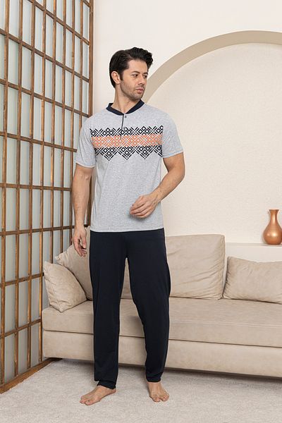 Ayans Pijama Combed Cotton Men's Single Jersey (Summer) Pajama Set