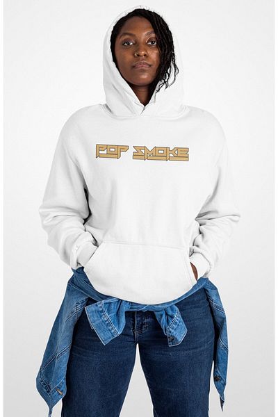 Fuddy Moda Oversize Pop Smoke Back Printed Hooded Sweatshirt, Unisex Rapper Themed Hoodie