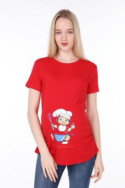 Işşıl 4475-mother's Daughter Geliyooor Viscose Pregnant Short Sleeve T-shirt