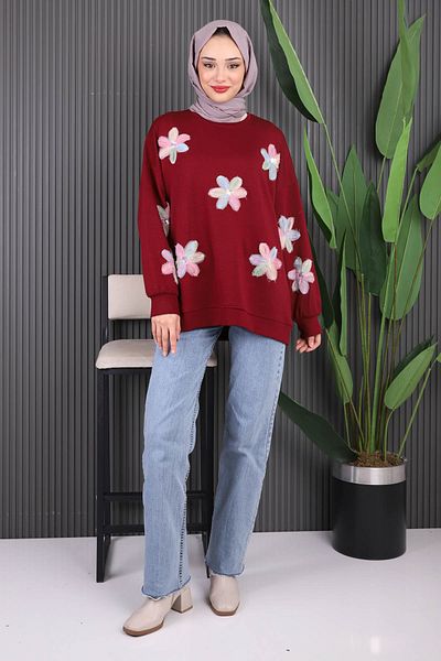 İmajButik Sweat modal floral burgundy