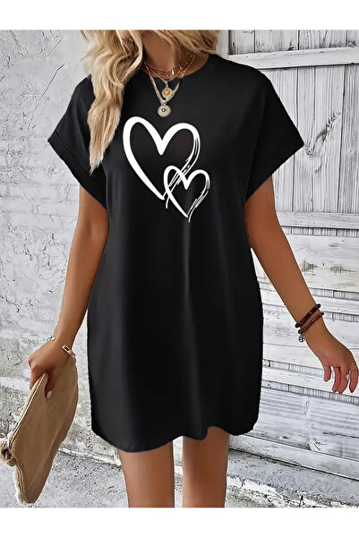 HOFFNUNG Plus Size Women's Short Sleeve Crew Neck T-Shirt Dress Nightgown
