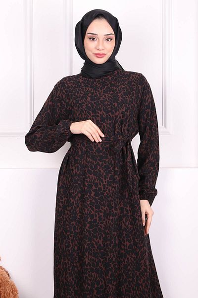 İmajButik Φόρεμα Viscon με μαύρη φούστα με σχέδια