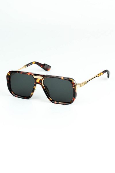 Di Caprio Men's Leopard UV400 Protected Geometric Model Sunglasses