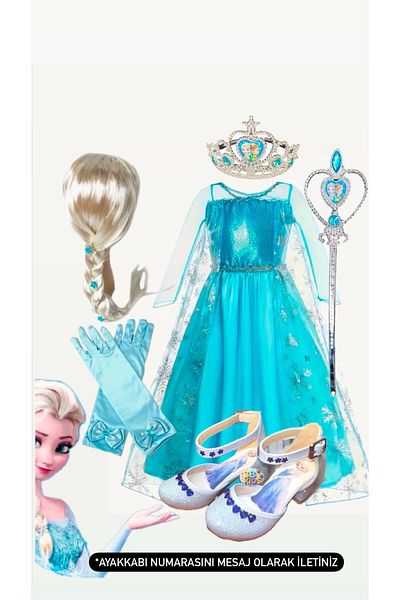 3b kids Set costum rochie Elsa cu peruca Frozen - tocuri design elsa