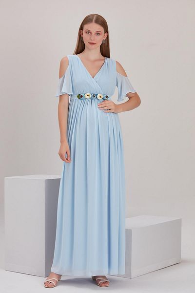 Işşıl 2919-παιώνια Ζώνη Baby Shower Φόρεμα σιφόν