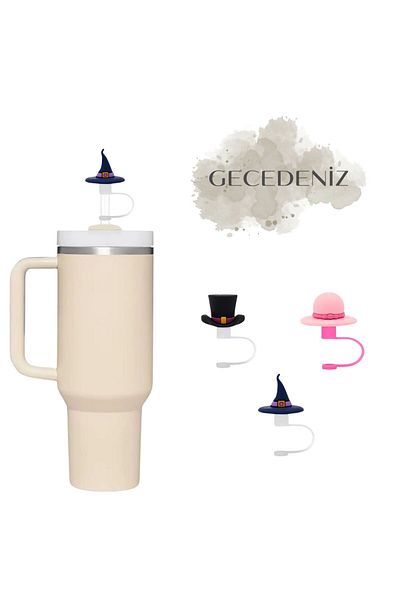 GECEDENİZ Straw Stopper Thermos Compatible Three Dimensional Hat