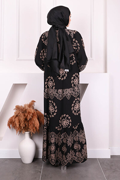 İmajButik Φόρεμα Viscon με μοτίβο μαύρου βιζόν