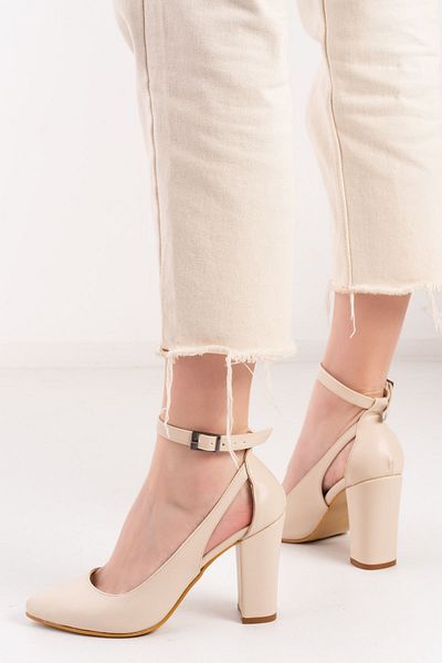 Hayalimdeki Ayakkabı Lillian Heel Cream Skin Heeled Women's Shoes