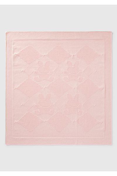 United Colors of Benetton Baby Dust Pink Diamond Patterned and Rabbit Knitted Detailed Blanket