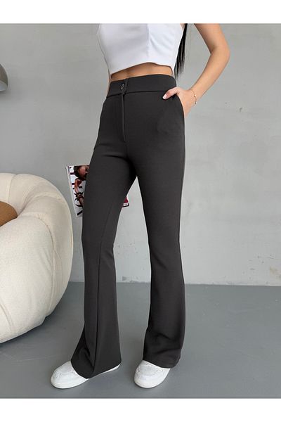 alanora Pantaloni de damă cu talie înaltă evazați din țesătură lycra elastică