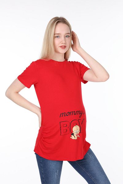Işşıl 4476-mother's Son Viscose Maternity Short Sleeve T-shirt