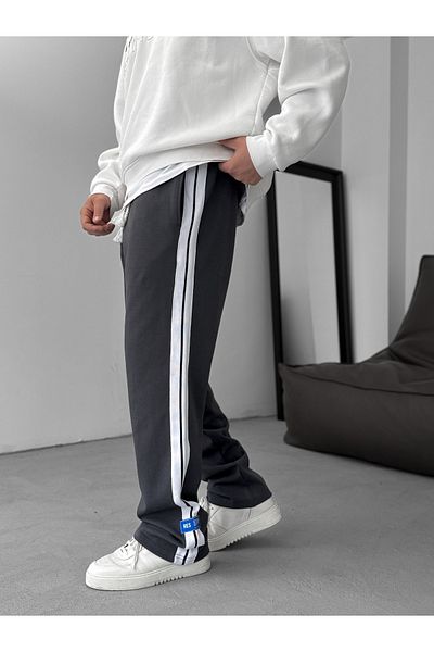 BYBASICMAN Smoked Thick Striped Pipe Leg Sweatpants Res-5132