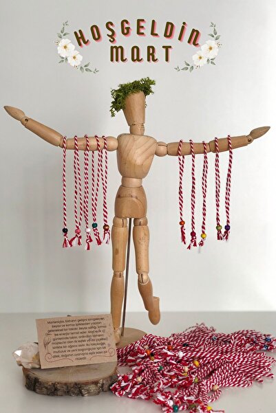 Art inside Renkli Ahşap Boncuklu 10-20-50-100 Adet Marteniçka Hoşgeldin Bahar...