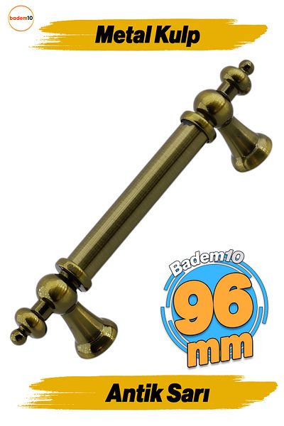 Badem10 Ottomane (96 mm - 9,6 cm) Mobilier din metal galben antic Sertar de bucătărie Dulap dulap Mâner Mâner