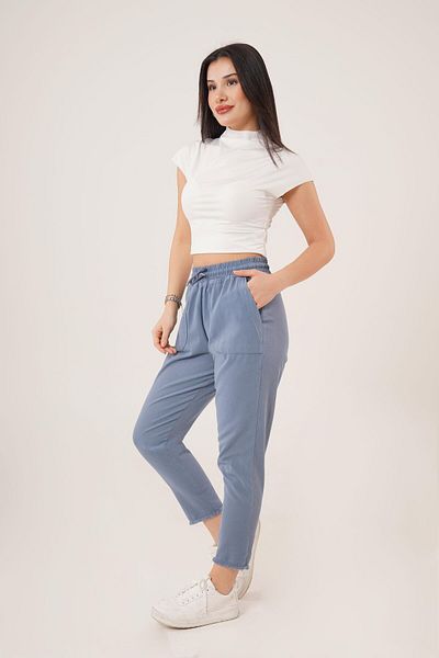 Hipo Trend Indigo Trousers with Binding Detail and Pockets