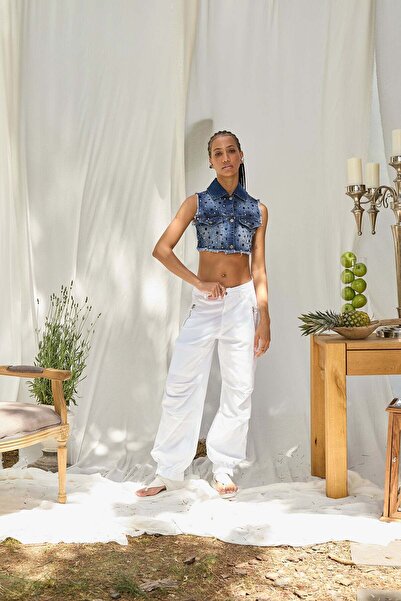 #vdr viadellerose Women's White Trousers 15042