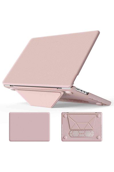 Fuchsia حافظة حماية جلدية فاخرة رفيعة متوافقة مع Apple Macbook Pro مقاس 14 بوصة مع حامل