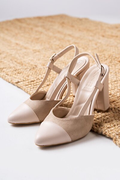 Hayalimdeki Ayakkabı Molpo Cream Skin - Suede High Heeled Women's Shoes
